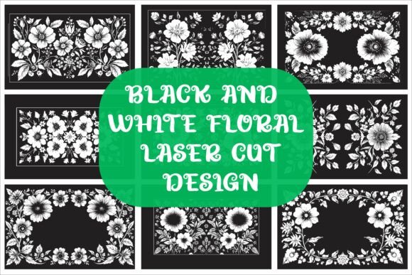 Download Laser Cut Black Flower Frame Drawing - Draw Collection
