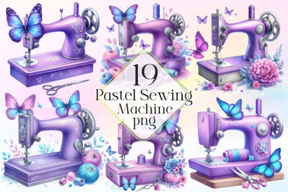 Download Pastel Sewing Machine Butterfly Clipart - Premium Resources