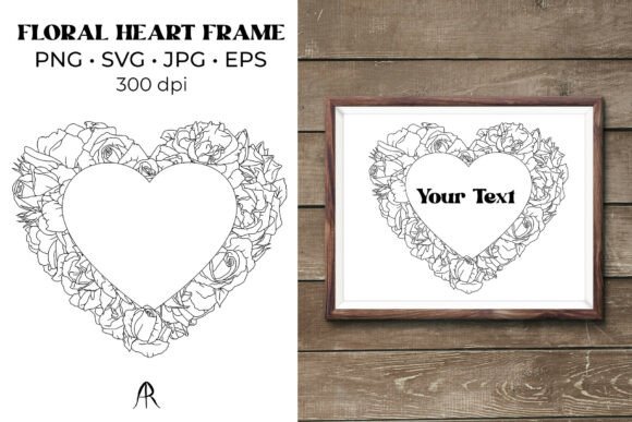 Download Hand Drawn Rose Flowers Heart Frame SVG - Draw Collection