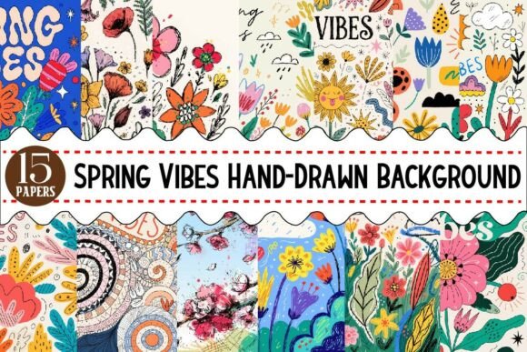 Download Spring Vibes Hand-Drawn Background - Draw Collection