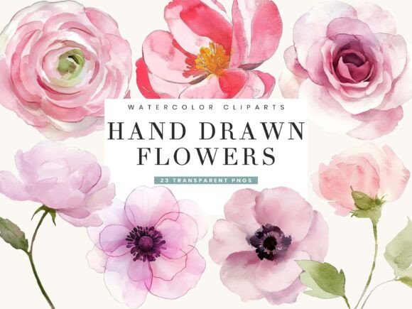 Download Watercolor Hand Drawn Flowers Clipart - Draw Collection