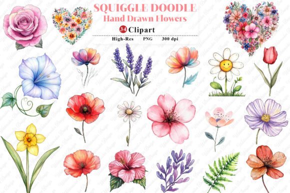 Download Squiggle Doodle Hand Drawn Flowers PNG - Draw Collection