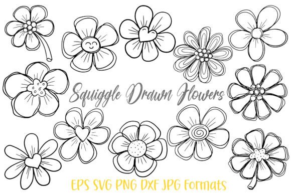 Download Squiggle Doodle Hand Drawn Flowers SVG - Draw Collection