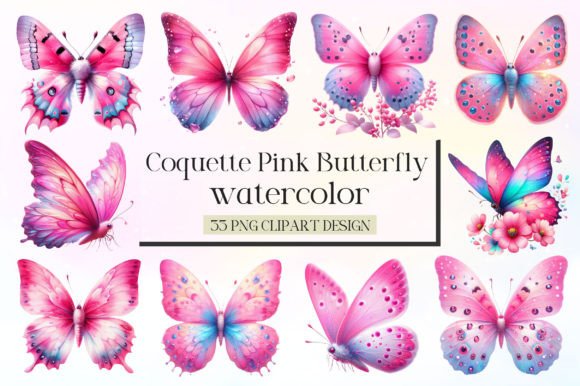 Download Coquette Pink Butterfly Clipart Bundle - Premium Resources