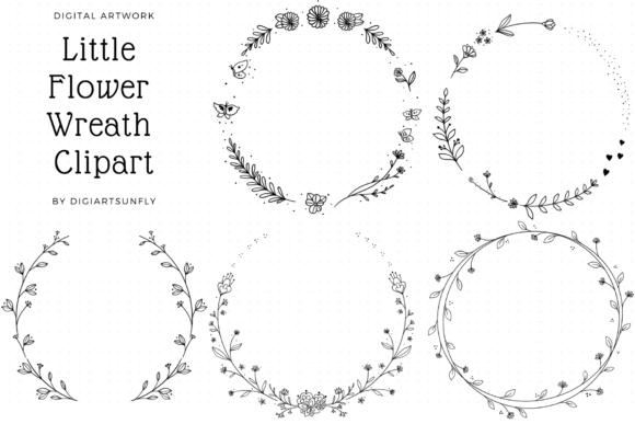 Download Doodle Flower Wreath Clipart/Hand Drawn. - Draw Collection